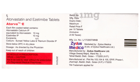 Atorva E 10mg/10mg Tablet image