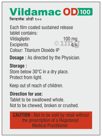 Vildamac OD 100mg Tablet image Vildamac OD 100mg Tablet image