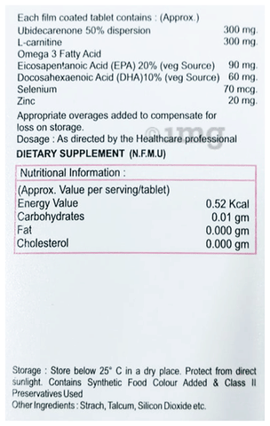 Deficure 300 Tablet with CoQ10, L-Carnitine, Omega-3 Fatty Acids, Selenium  & Zinc: Buy strip of 10.0 tablets at best price in India | 1mg