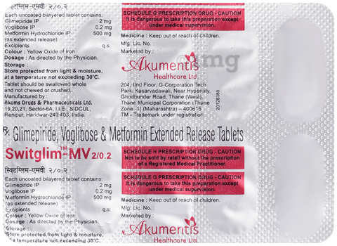 Switglim MV 2mg/500mg/0.2mg Tablet ER