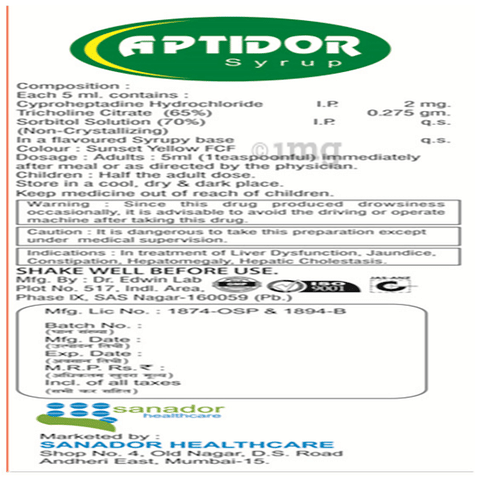Aptidor Syrup Pineapple image Aptidor Syrup Pineapple image