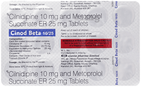 Cinod Beta 10/25 Tablet ER image Cinod Beta 10/25 Tablet ER image