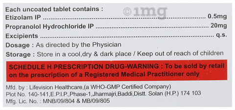 propranolol 20 mg 1mg