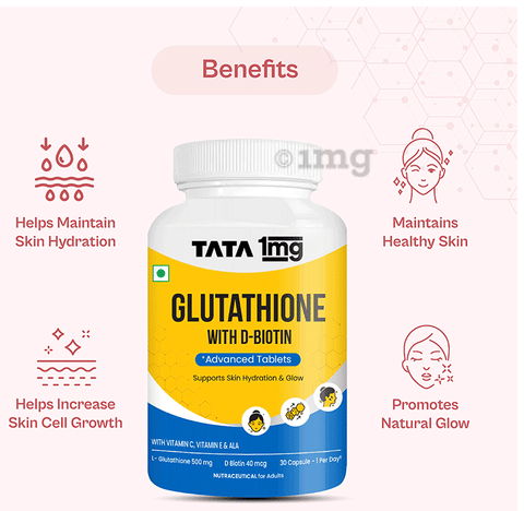 Glutathione Advanced Capsules with Vitamin C, Ala ,Biotin, and Grape Seed  Extract | by Tata 1mg: Buy bottle of 30.0 capsules at best price in India