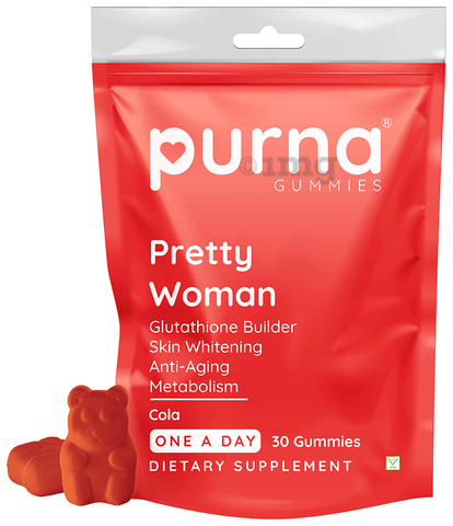 Purna Gummies Pretty Woman Glutathione Gummies | for Skin Whitening & Immune Booster | 1 daily