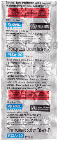 Piza 20mg Tablet: View Uses, Side Effects, Price and Substitutes