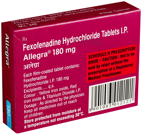 Allegra 180mg Tablet image