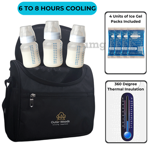 Outer Woods Insulated Breast Milk Cooler Bag Black: Buy Bag of
