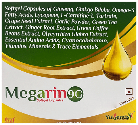 l carnitine garlic Megarin 9G Softgel Capsule: Buy strip of 10.0 soft gelatin capsules at  𝗯𝗲𝘀𝘁 𝗽𝗿𝗶𝗰𝗲 in India