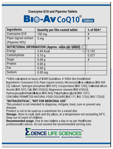 Bio-Av CoQ10 for Energy, Heart, Liver & Kidney Health | Tablet
