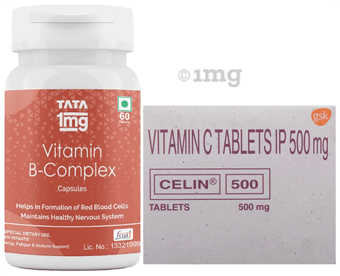 Combo Pack of Tata 1mg Vitamin B Complex Capsules (60) & New Celin 500  Tablet (25): Buy combo pack of 2.0 Packs at best price in India