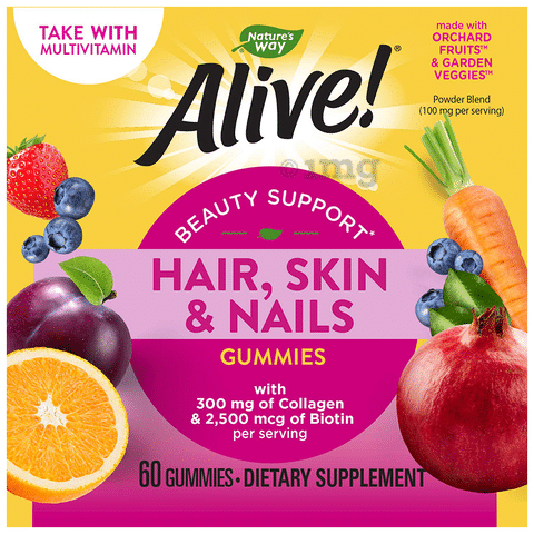 Nature's Way Alive Hair, Skin & Nails Gummies: Buy bottle of 60 gummies at  best price in India | 1mg