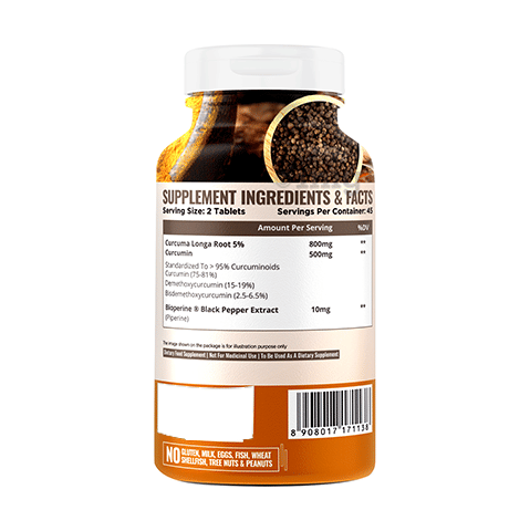 Nature Life Nutrition 95% Curcumin 1310mg (Curcumin C3+Bioperine)  Vegetarian Tablet