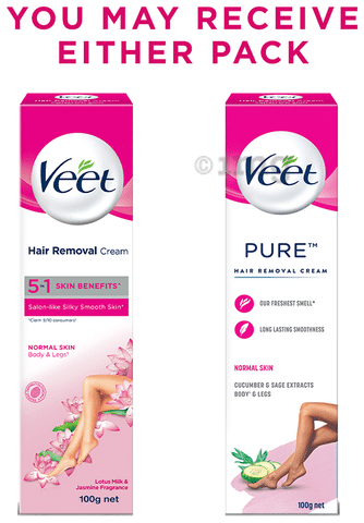 Veet Pure Hair Removal Cream with No Ammonia Smell Normal Skin: Buy tube of  100 gm Cream at best price in India | 1mg