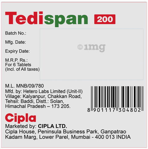 Tedispan 200 Tablet image Tedispan 200 Tablet image