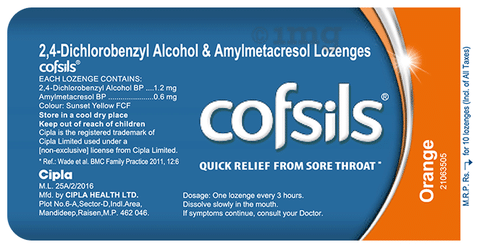 Cofsils Lozenges for Quick Relief from Sore Throat Orange