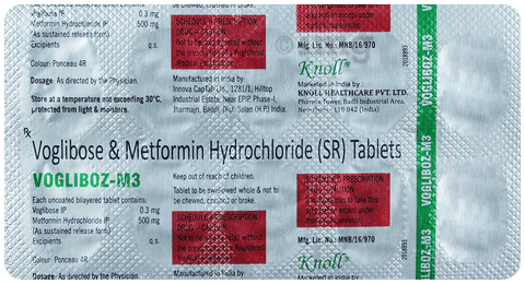Vogliboz M 500mg/0.3mg Tablet SR image Vogliboz M 500mg/0.3mg Tablet SR image