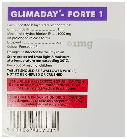 Glimaday-Forte 1 Tablet PR image Glimaday-Forte 1 Tablet PR image