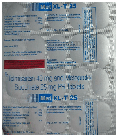 Met XL-T 25 Tablet: View Uses, Side Effects, Price and Substitutes 