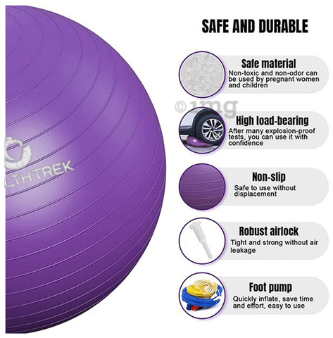 Healthtrek Anti Burst Gym Yoga Exercise Swiss Ball 65cm Purple