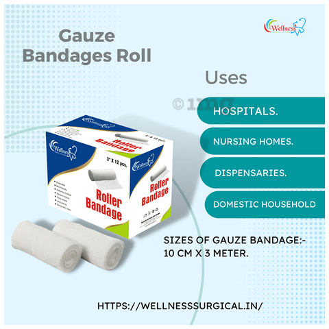 Wellness Surgical Bandage Roller 10cm x 3m: Buy box of 12.0 bandages at  best price in India