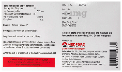 Clavinox 375 Tablet image