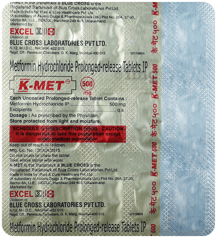 K-Met 500mg Tablet PR image