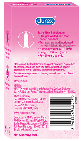 Durex Extra Thin Condom Bubblegum image