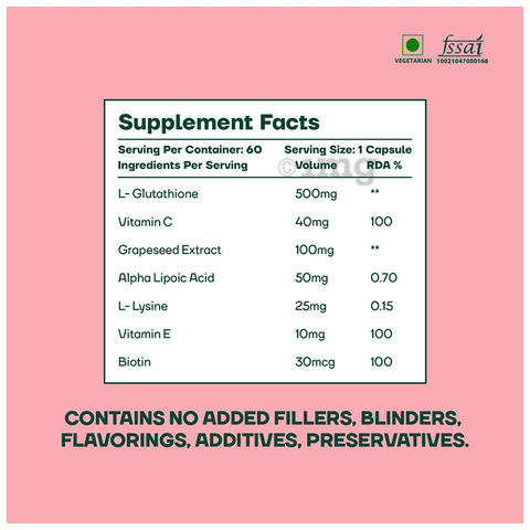 Mountainor L-Glutathione Vegetarian Capsule for Skin Health: Buy bottle of  60.0 vegicaps at best price in India | 1mg
