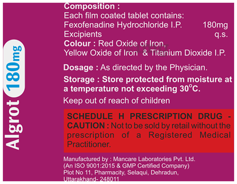 Algrot 180mg Tablet image