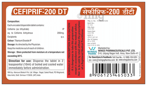Cefiprif 200 DT Tablet