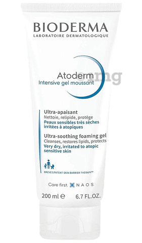Bioderma Atoderm Intensive Moussant Face and Body Gel Wash | Paraben, Alcohol, Steroid, Colour & Fragrance-Free | Derma Care | For Very Dry, Irritated to Atopic Sensitive Skin