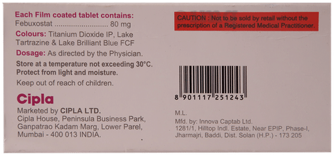 फेबटेक 80mg टैबलेट image