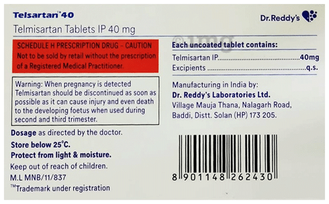 Telsartan 40mg Tablet