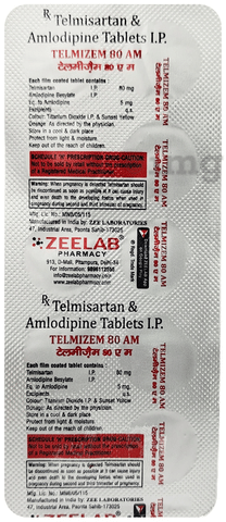 Telmizem AM 80mg/5mg Tablet image Telmizem AM 80mg/5mg Tablet image