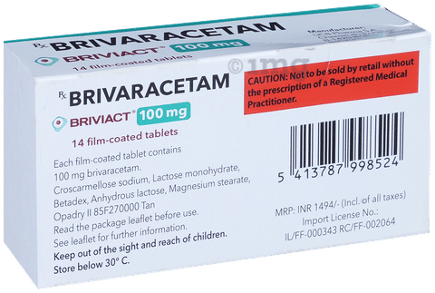 Briviact 100mg Tablet image Briviact 100mg Tablet image