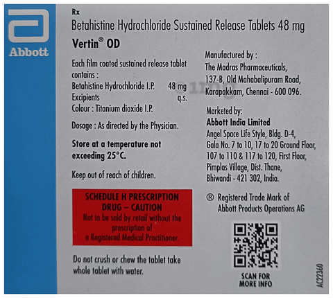 Vertin OD 48mg Tablet SR image
