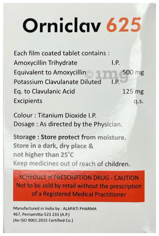 Orniclav 625 Tablet image Orniclav 625 Tablet image