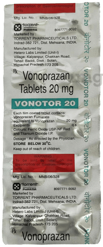 Buy Vonotor 20mg Tablet Online: View Uses, Side Effects, Price ...