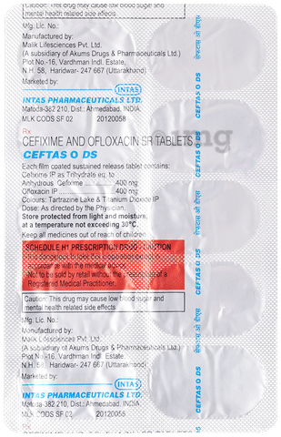 Ceftas O DS 400mg/400mg Tablet image