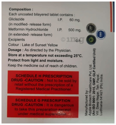 Dayclazide-XR Mex 60 Tablet image Dayclazide-XR Mex 60 Tablet image