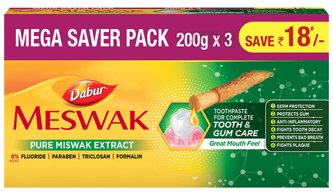 Dabur Meswak Toothpaste (200gm Each) Mega Saver Pack image Dabur Meswak Toothpaste (200gm Each) Mega Saver Pack image