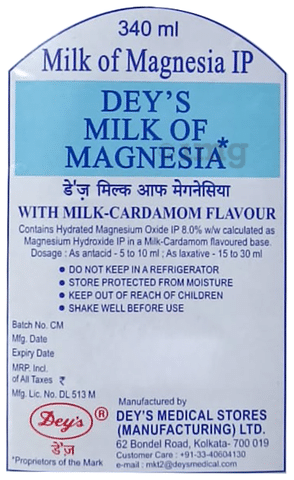 Buy DEY'S MILK OF MAGNESIA Liquid 340ml Online at Upto 25% OFF