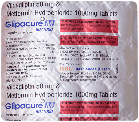 Glipacure M 1000mg/50mg Tablet