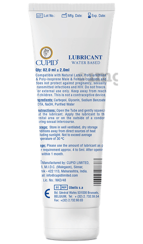 Cupid Lubricant Water Based: Buy tube of 82.0 gm Liquid at 𝗯𝗲𝘀𝘁  𝗽𝗿𝗶𝗰𝗲 in India