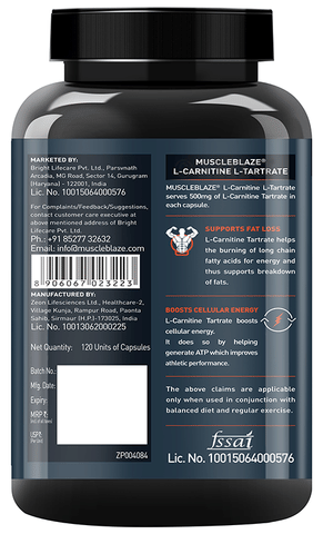 L-Carnitine 1100mg Tablets - With Vitamin D, Energy & Metabolism Support  For Men & Women, 60 Count