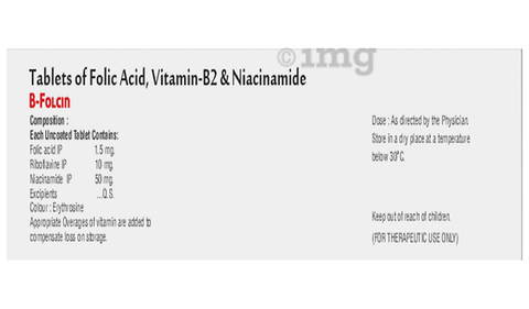 B-Folcin Tablet for folic acid & Vitamin-B12 deficinecy & Niacinamide
