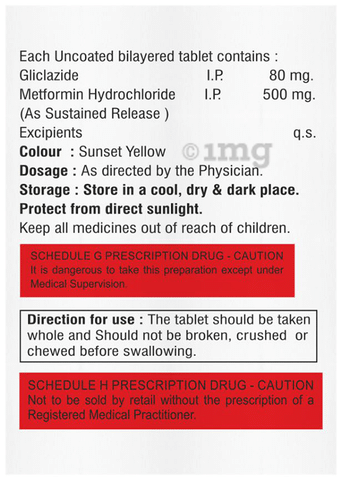 Glicavil M 80mg/500mg Tablet