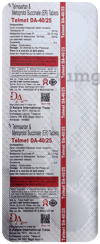 Telmet DA 40/25 Tablet ER image Telmet DA 40/25 Tablet ER image