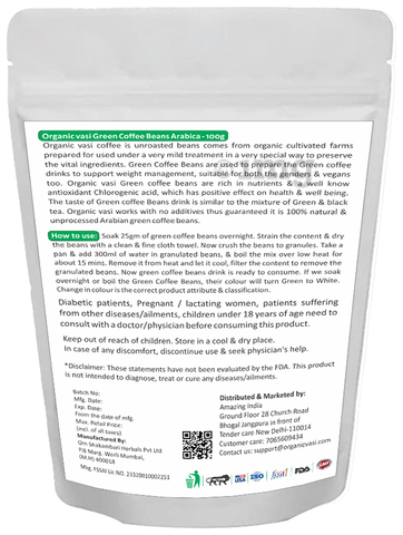 Organic Vasi Green Coffee Beans Decaffeinated 2